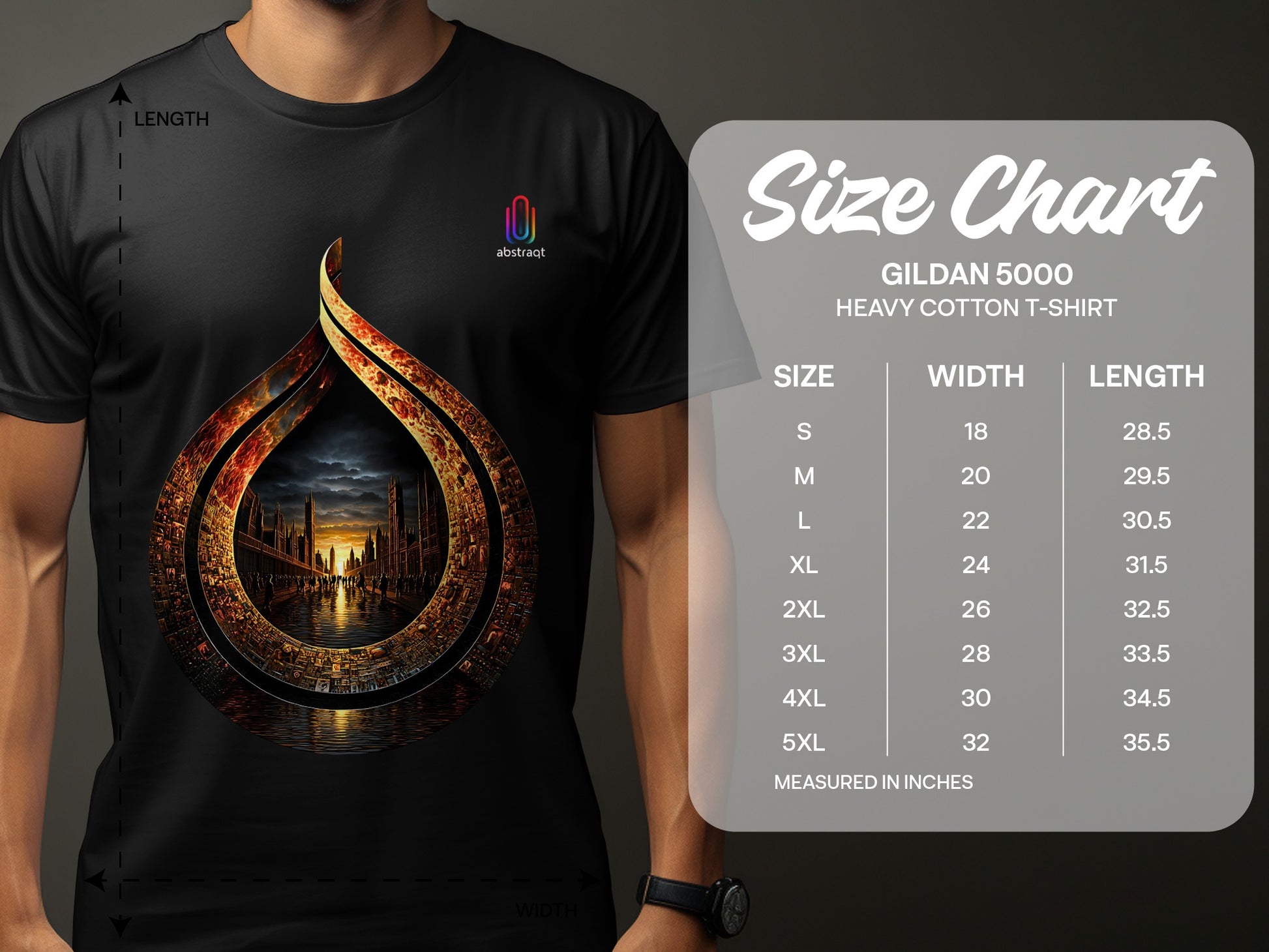 Abstract Fiery Teardrop Print Heavy Cotton T-Shirt