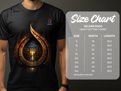 Abstract Fiery Teardrop Print Heavy Cotton T-Shirt