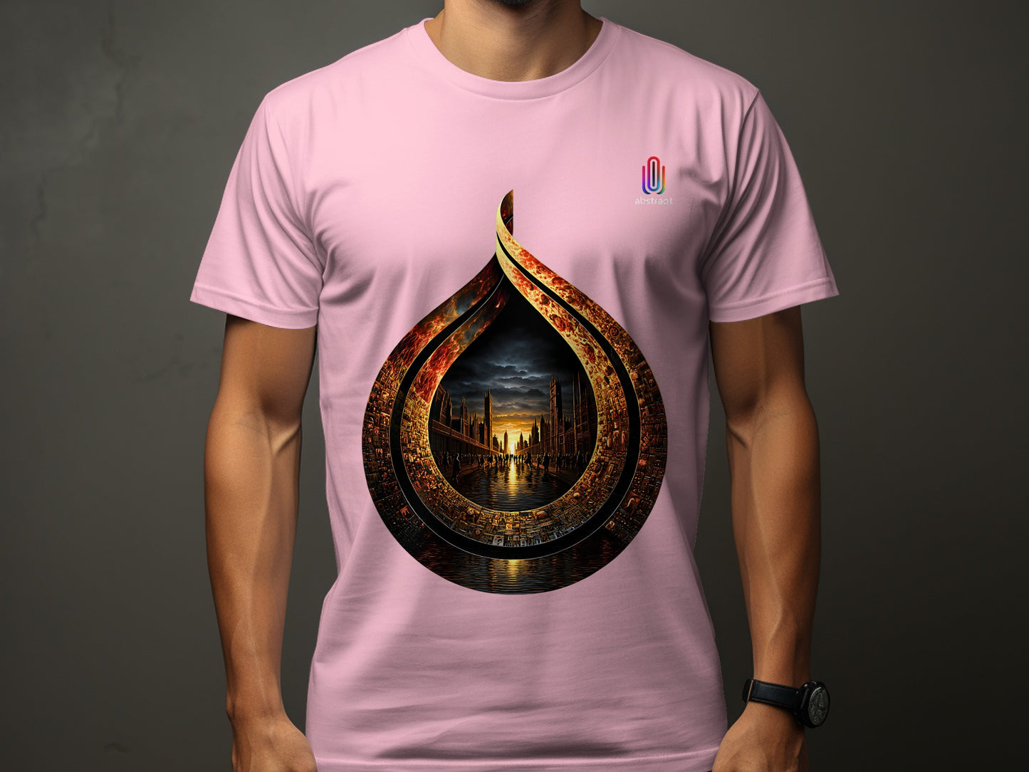 Unique Pink T-Shirt with Intricate Graphic Design product type