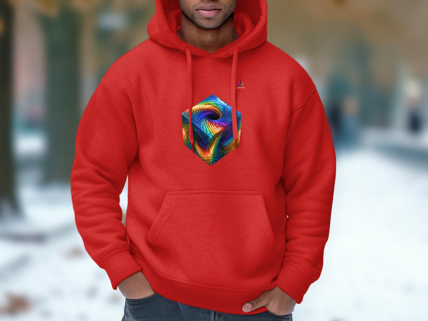Colorful Abstract Geometric Design Red Hoodie product