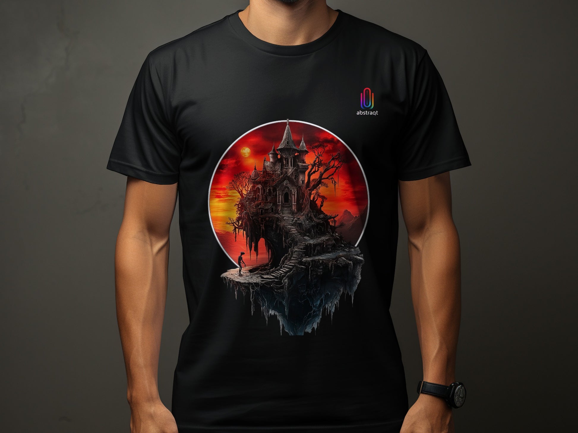 Haunted Castle Graphic T-Shirt Halloween Apparel product type