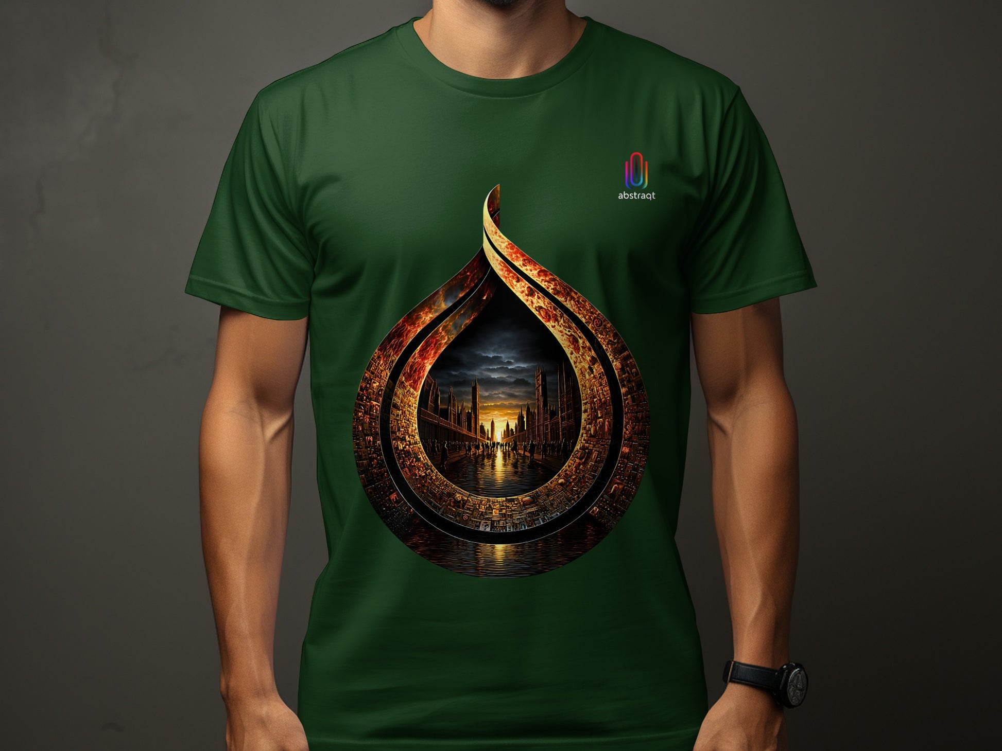 Artistic Nightscape within Drop Design T-Shirt