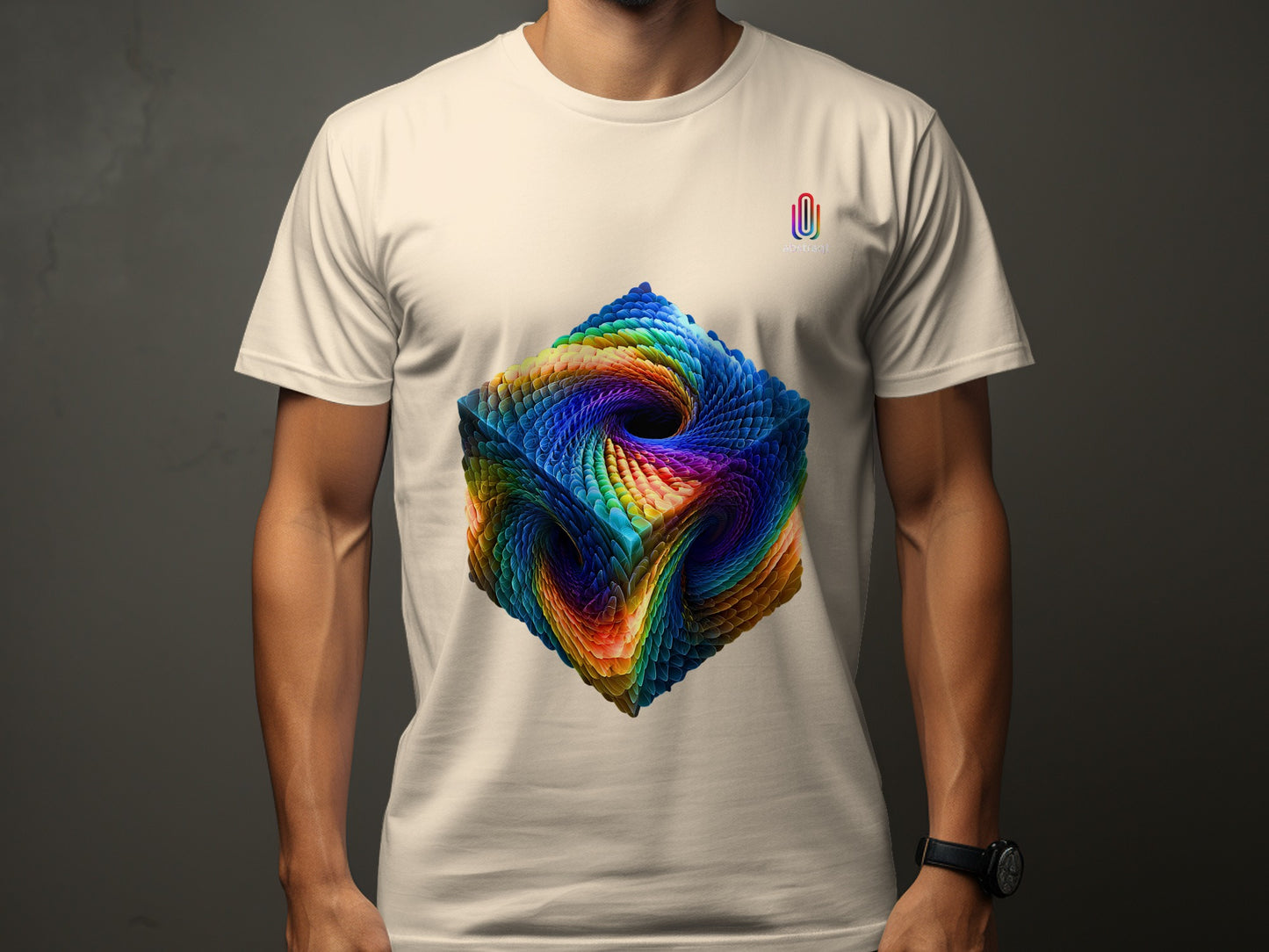 Colorful Swirling Cube Graphic T-shirt product type