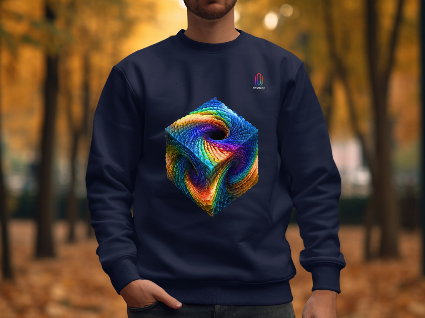 Colorful Geometric Design Art on Men's Sweatshirt Product