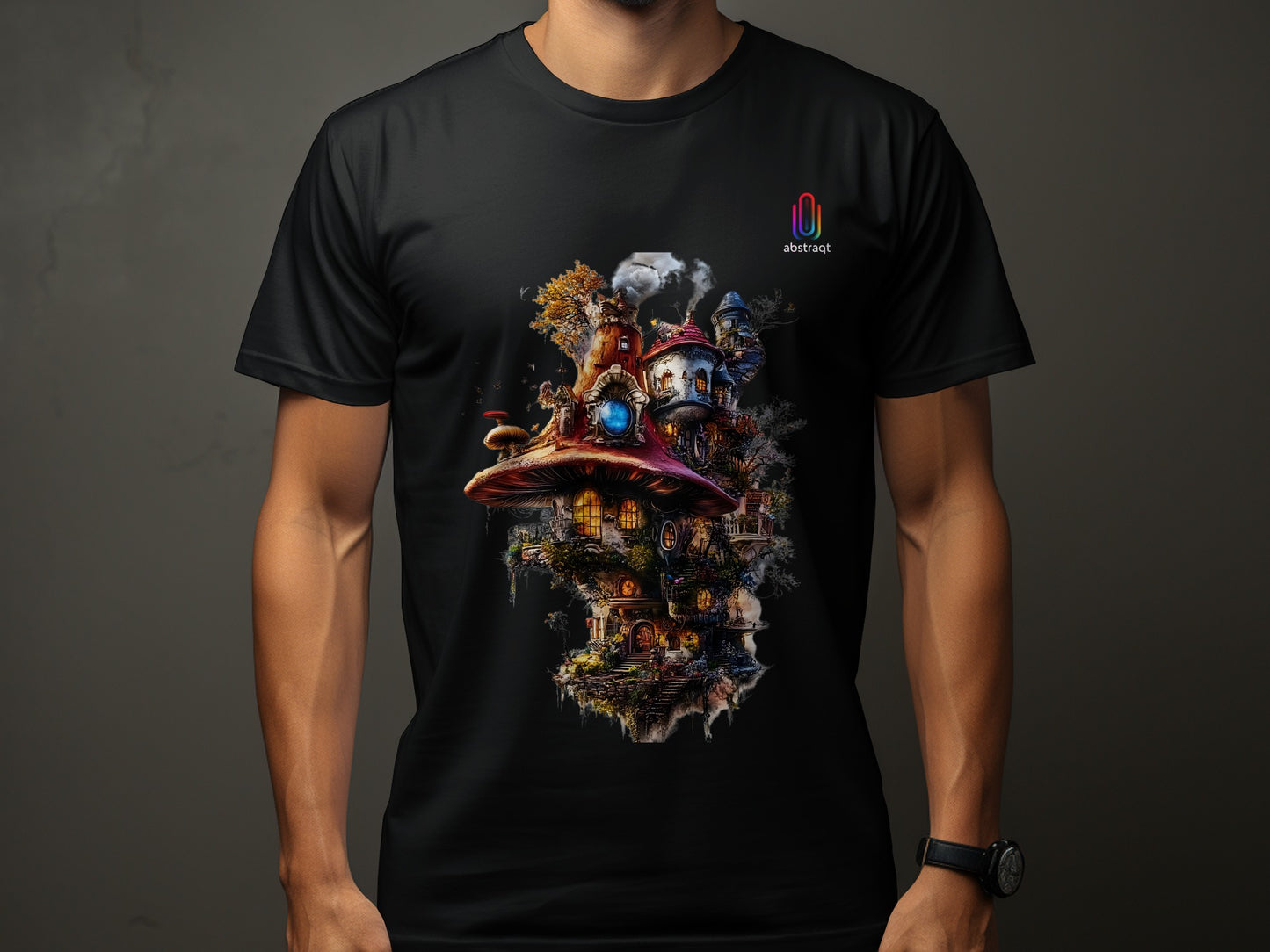 Enchanted Mushroom Village Fantasy Art T-shirt product type