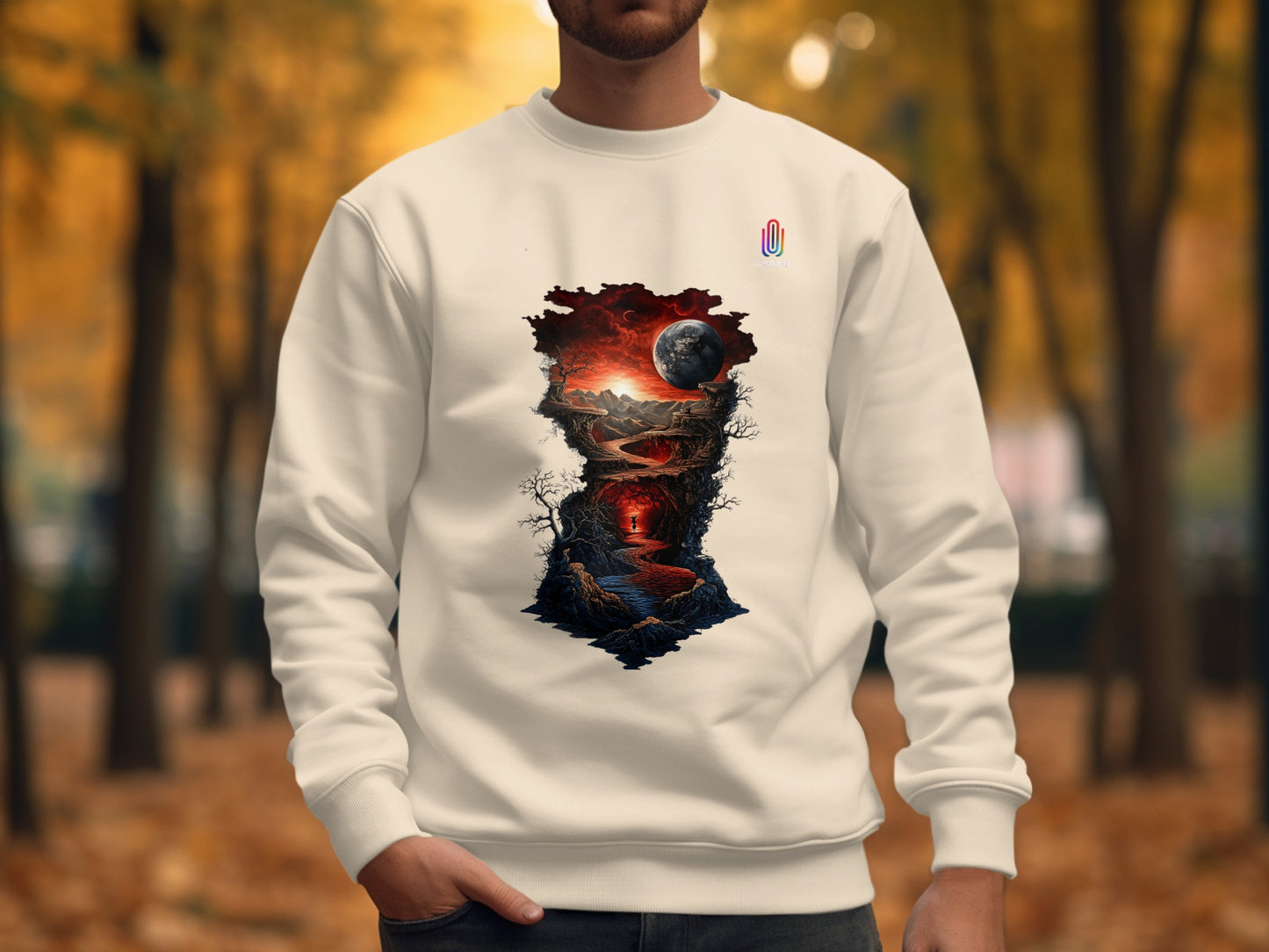 Striking Fire and Moon Artistic Sweatshirt product type