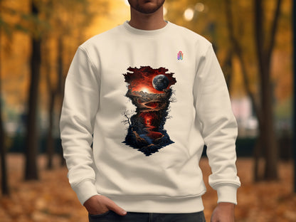 Striking Fire and Moon Artistic Sweatshirt product type