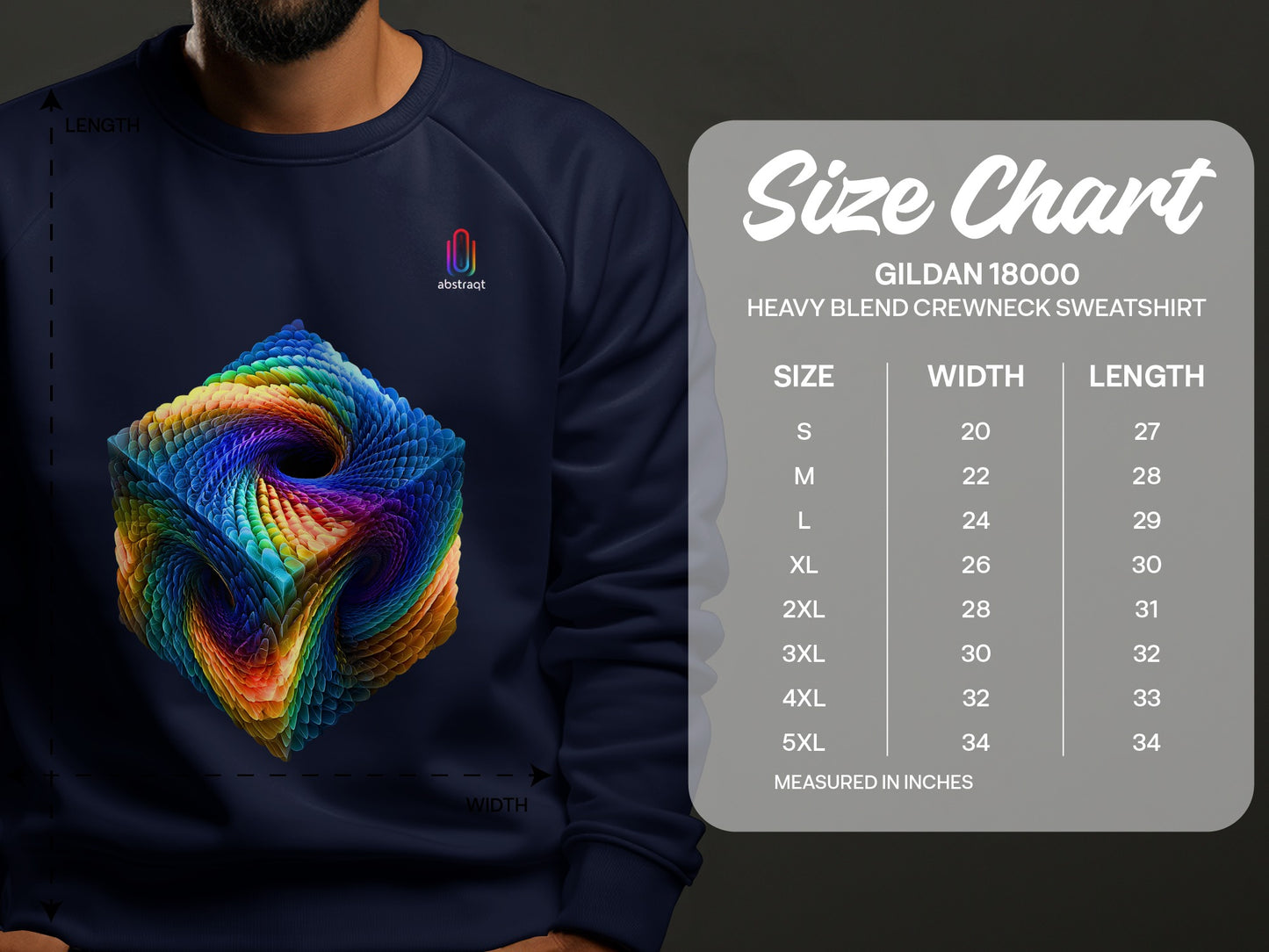 Colorful Swirling Cube Design Heavy Blend Crewneck product
