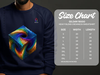 Colorful Swirling Cube Design Heavy Blend Crewneck product