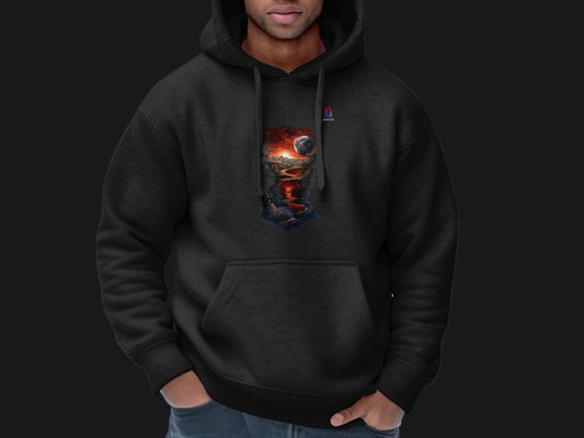 Striking Artistic Design Black Hoodie for Men product