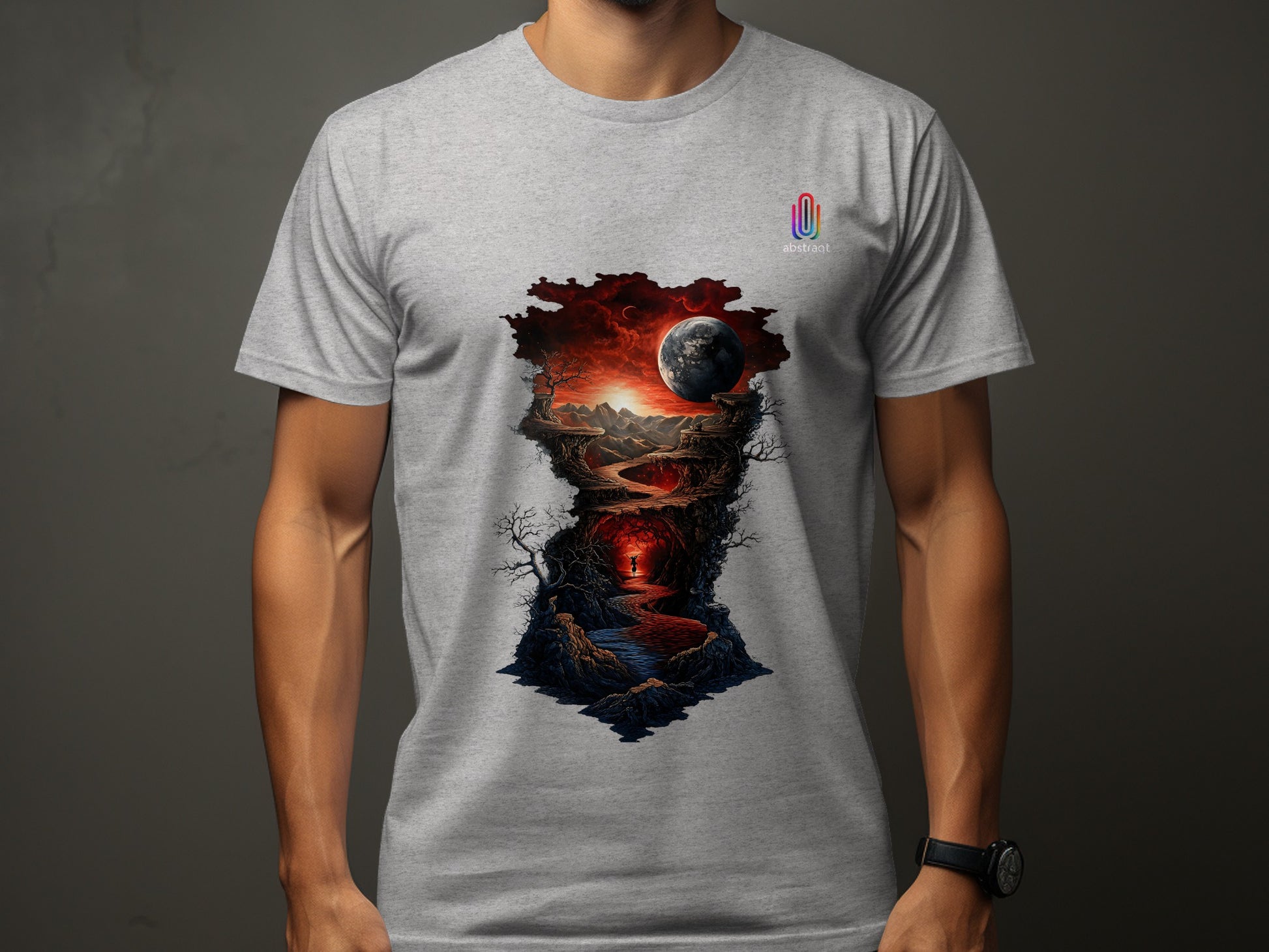 Fantasy Landscape with Planet Graphic T-shirt product