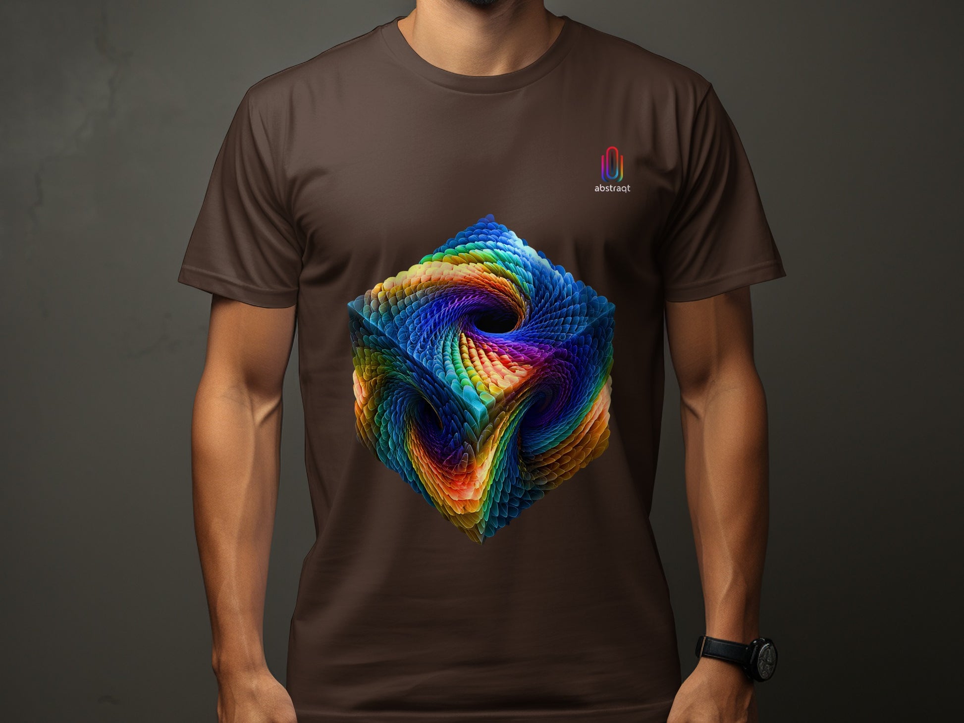 Abstract Colorful Geometric Cube Print T-Shirt product