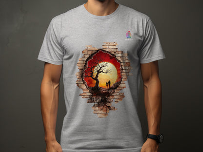 Romantic Sunset Tree Wall Art Design T-Shirt product type
