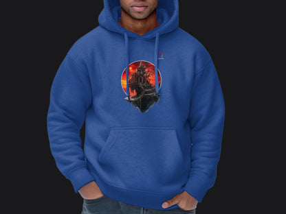 Stylish Blue Hoodie with Bold Graphic Print product