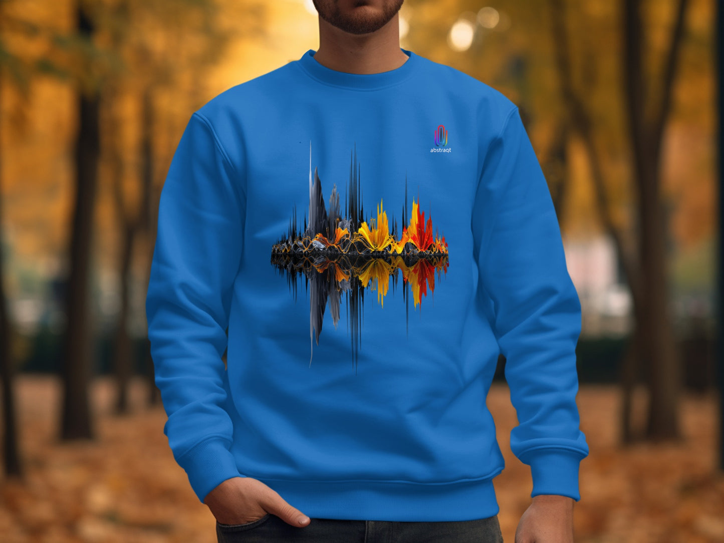 Vibrant Abstract Soundwave Graphic Blue Sweatshirt product