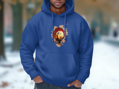 Vibrant Sunset Design Fleece Hoodie product type