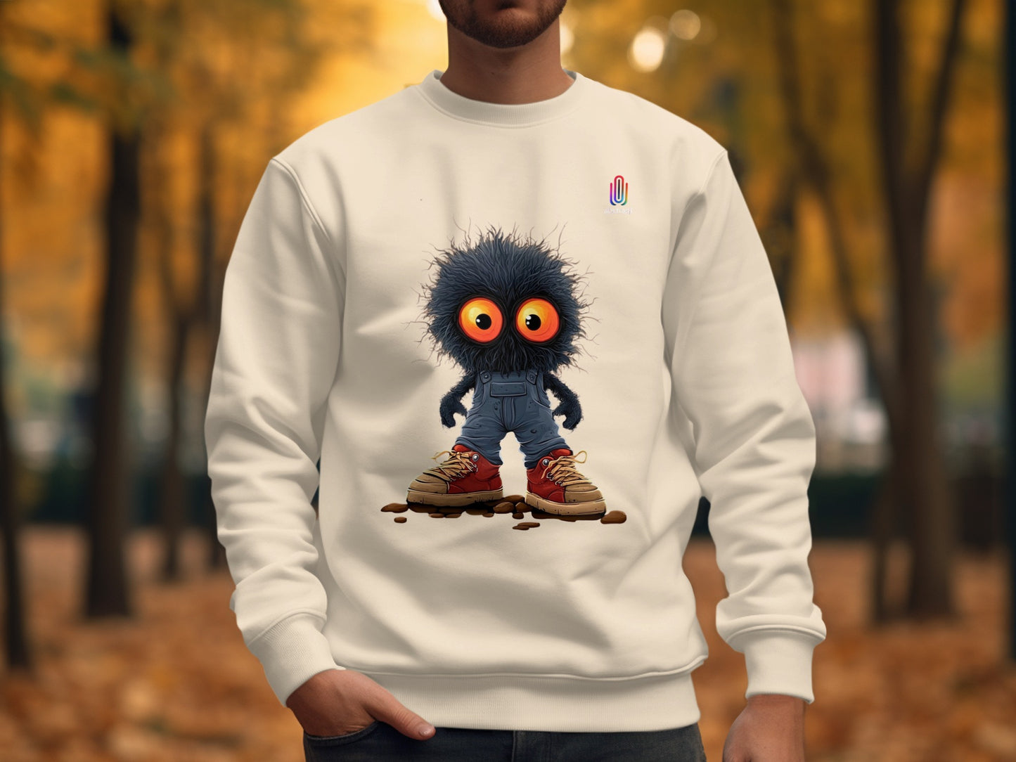 Quirky Cute Black Furry Character Printed Sweatshirt product