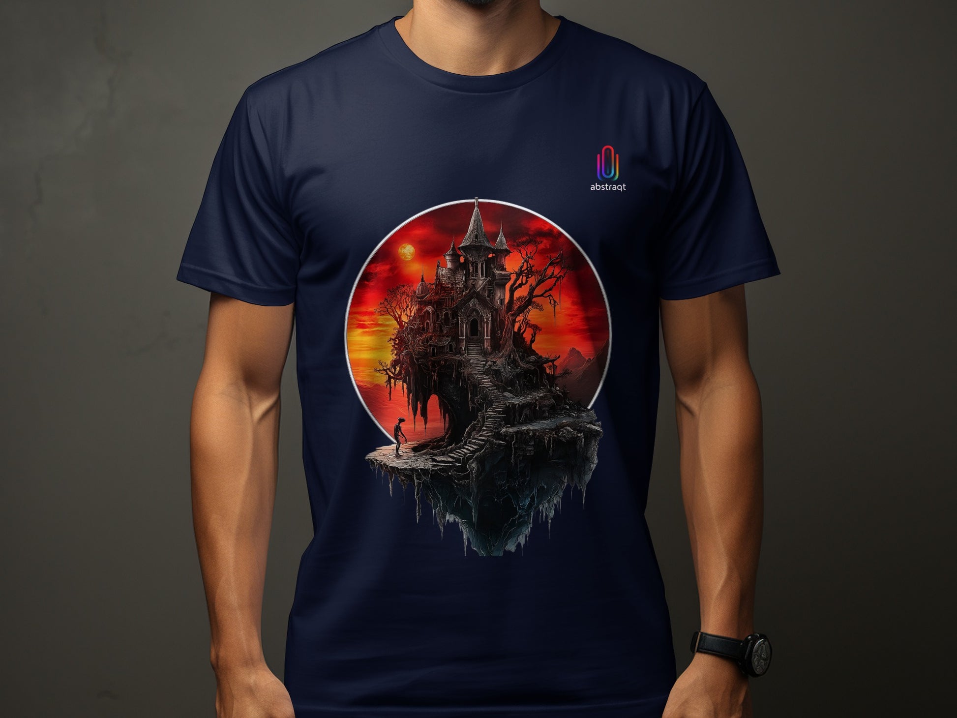 Haunted Castle Design Dark Graphic Tee Shirt product type