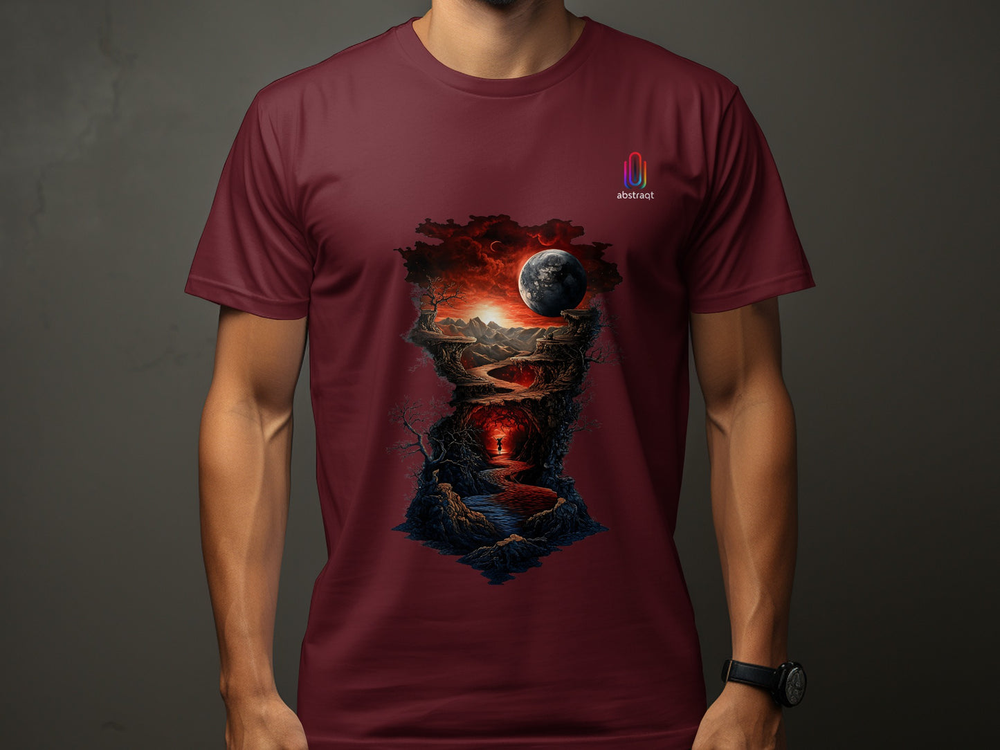 Fantasy Landscape Earth Moon Printed T-Shirt product
