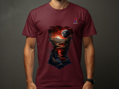 Fantasy Landscape Earth Moon Printed T-Shirt product