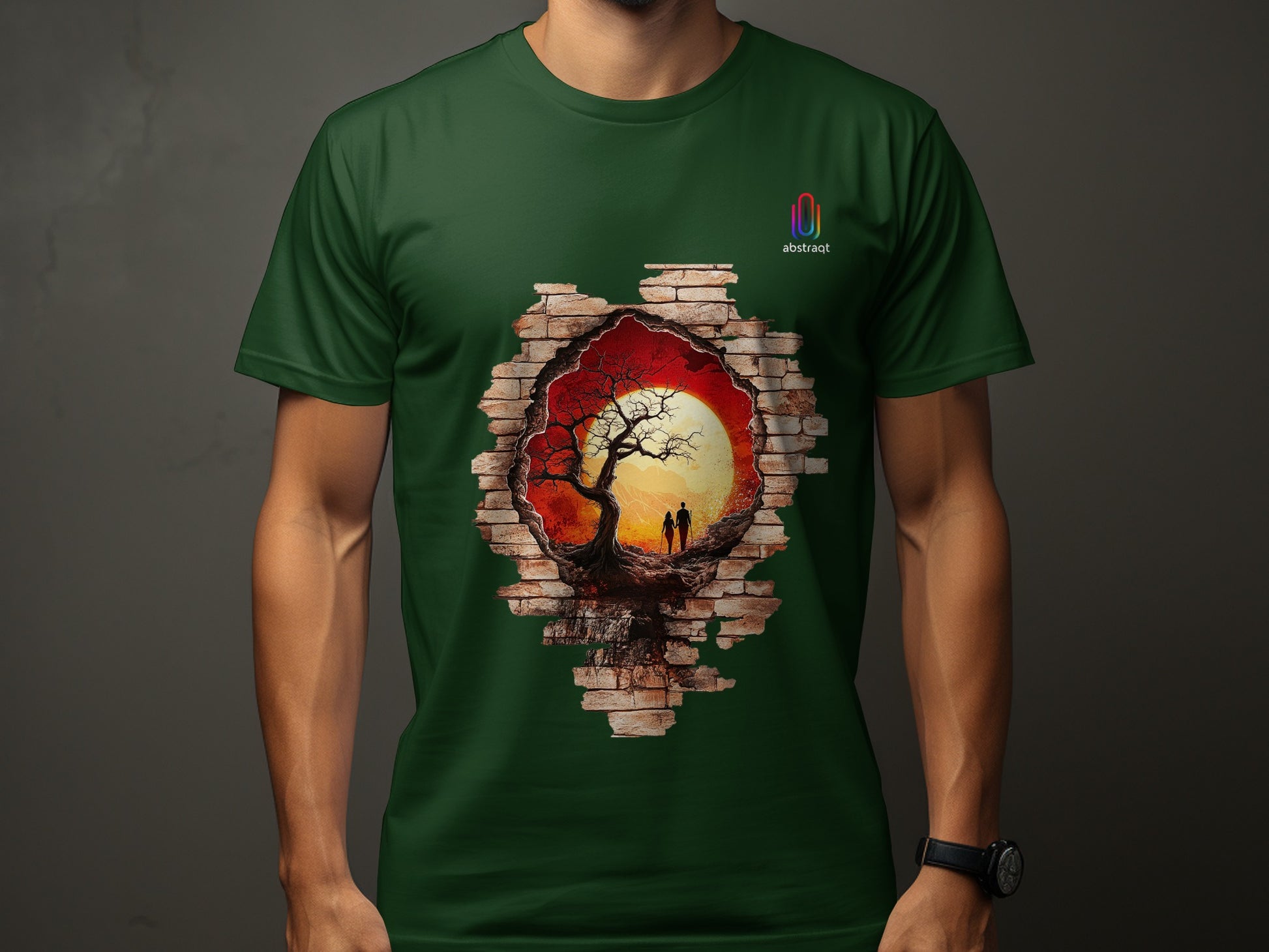 Scenic Sunset Couple Green Graphic T-shirt product