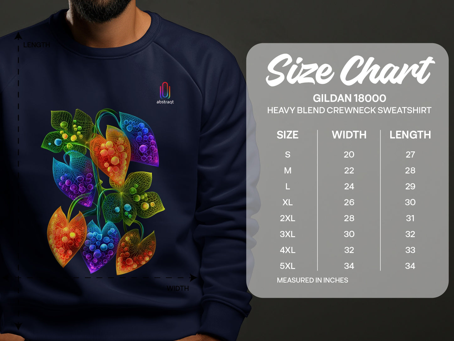 Colorful Vibrant Leaf Pattern Heavy Blend Sweatshirt product type