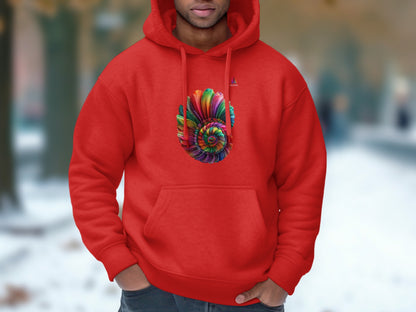 Vibrant Multicolor Spiral Design Red Hoodie product