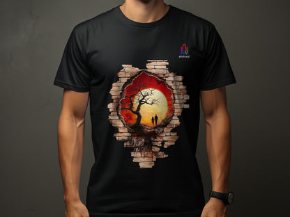 Abstract Sunset Tree with Couple Art T-shirt Product