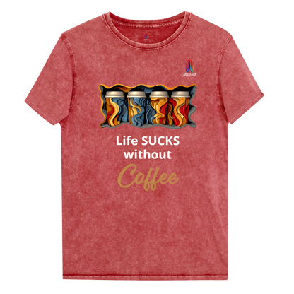 Unisex Denim T-Shirt Life Sucks Without Coffee